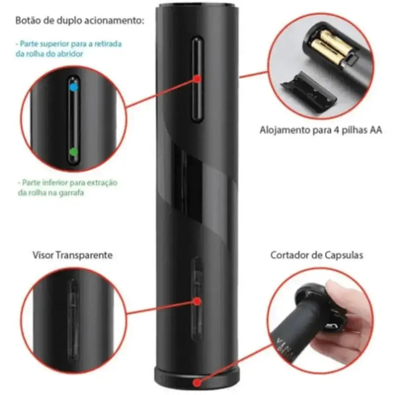 Abridor Saca Rolhas Automático