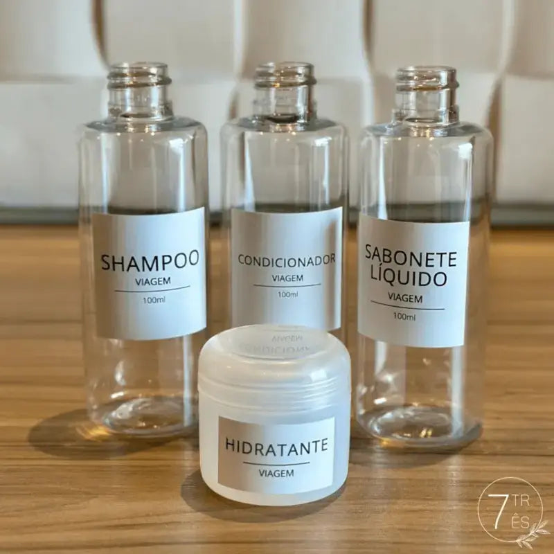 Kit de Frascos e Potinho para Viagem + bônus