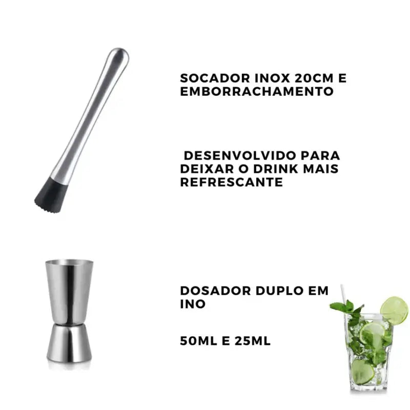 Kit Barman Completo Coqueteleira Inox