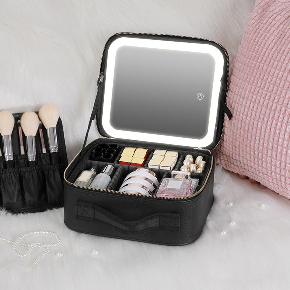 Makeup Organizer Bag With Led Mirror
